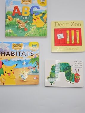 Lot of 4 board books, Pokemon x 2, Dear Zoo, Eric Carle